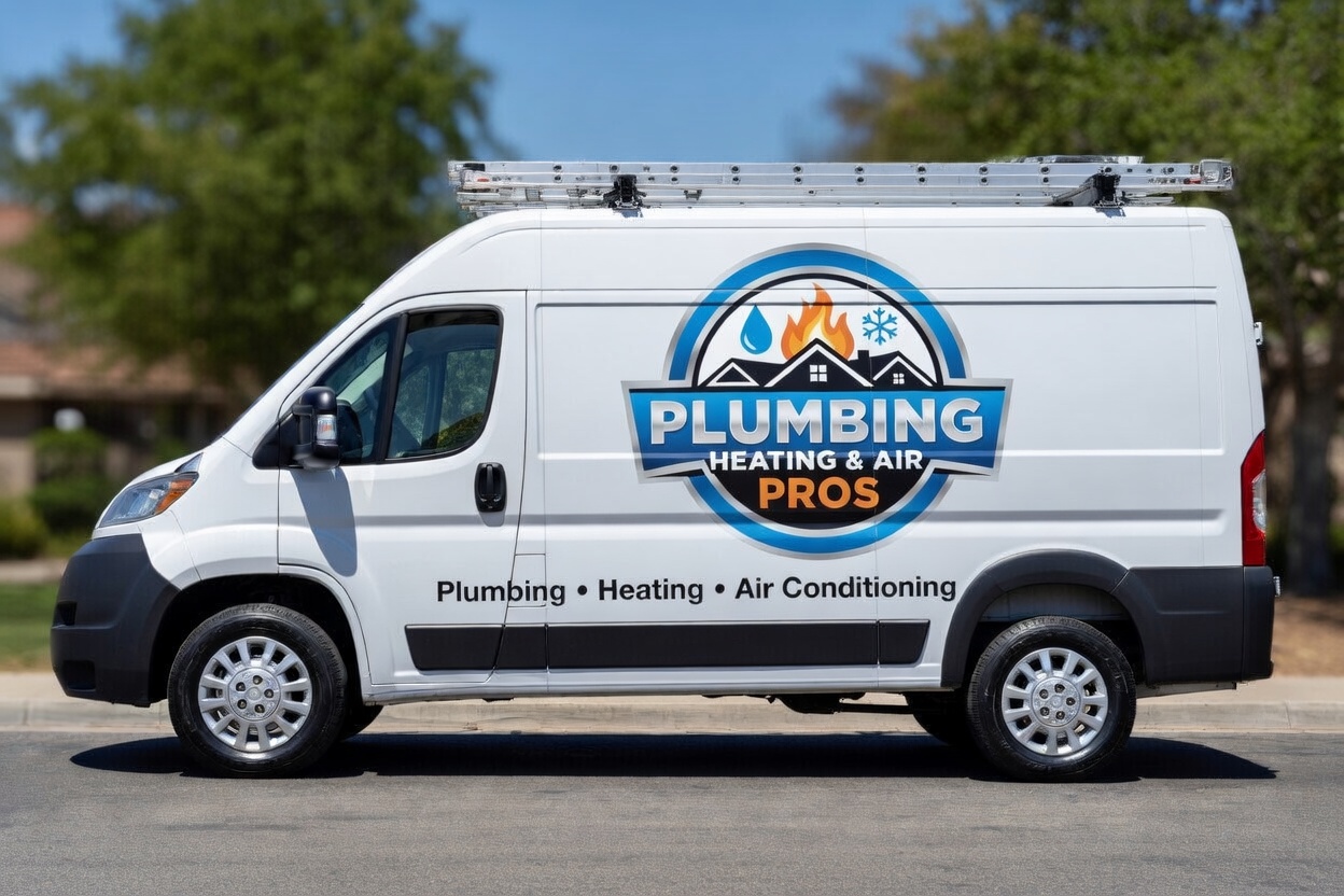Local plumbing heating and air service van serving San Carlos